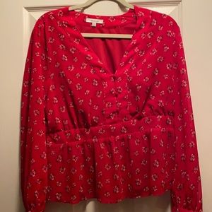 Madewell Red Floral Blouse